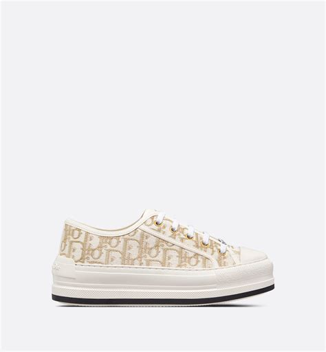 Walk'n'Dior Sneaker White Cotton Canvas with Gold